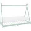 Kinderbett Tipi 90x200 cm Minze aus Kiefernholz inkl. Matratze H-10cm Holzbett mit Lattenrost ML-Design-ECD Germany Online