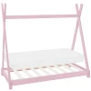 Kinderbett Tipi 70x140 cm Rosa aus Kiefernholz inkl. Matratze H-10cm Holzbett mit Lattenrost ML-Design-ECD Germany Online
