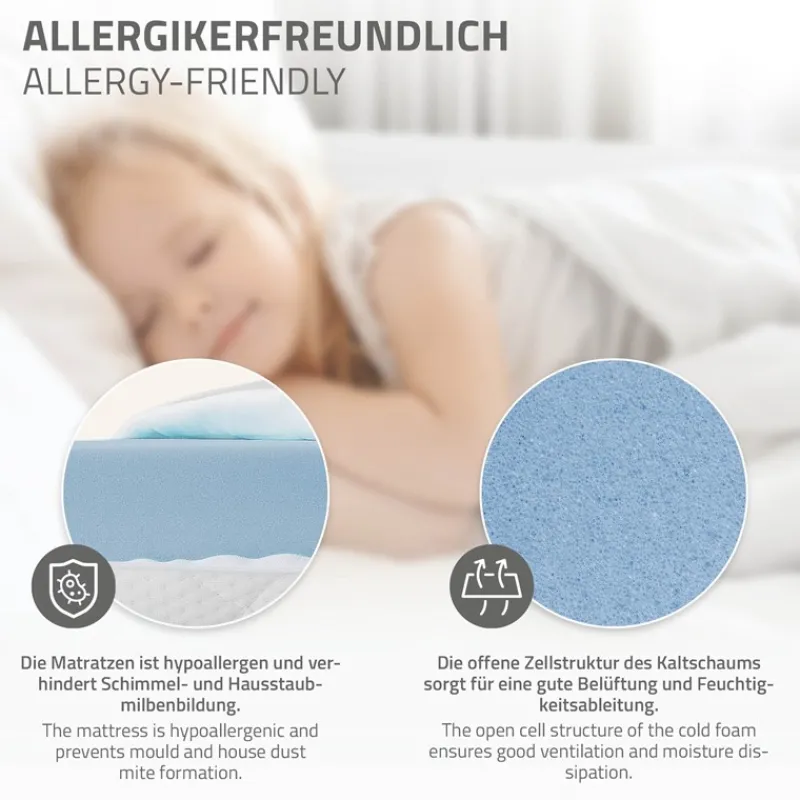 Kinderbett Tipi 80x160 cm Weiß aus Kiefernholz inkl. Matratze H-10cm Rausfallschutz und Lattenrost ML-Design-ECD Germany Online