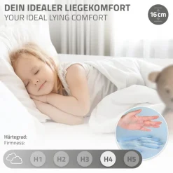 Kinderbett Tipi 90x200 cm Weiß aus Kiefernholz inkl. Matratze H-16cm Rausfallschutz und Lattenrost ML-Design-ECD Germany New