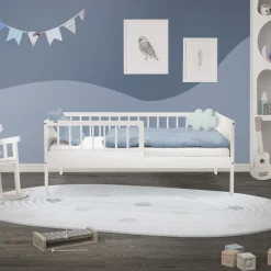 Kinderbett 70x140 cm mit Lattenrost und Rausfallschutz Weiß Kiefernholz ML-Design-ECD Germany Discount