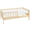 Kinderbett 70x140 cm mit Matratze, Lattenrost und Rausfallschutz in Natur ML-Design-ECD Germany Sale