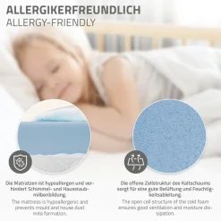 Kinderbett 70x140 cm mit Matratze, Lattenrost und Rausfallschutz in Natur ML-Design-ECD Germany Sale