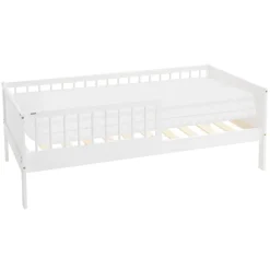 Kinderbett 80x160 cm mit Matratze, Lattenrost und Rausfallschutz in Weiß ML-Design-ECD Germany Outlet