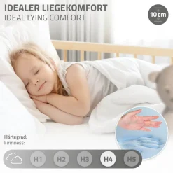 Kinderbett 80x160 cm mit Matratze, Lattenrost und Rausfallschutz in Natur ML-Design-ECD Germany