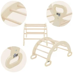 Kinderkletterbogen Natur mit Rutsche oder Kletterwand 2 in 1 Natur/Weiß aus Holz Joyz-ECD Germany Sale