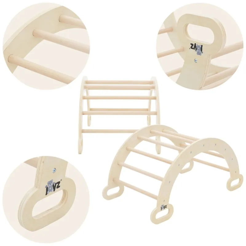 Kinderkletterbogen Natur mit Rutsche oder Kletterwand 2 in 1 Natur/Weiß aus Holz Joyz-ECD Germany Sale