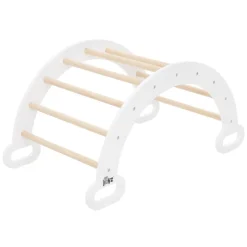 Kinderkletterbogen Natur/weiß mit Rutsche oder Kletterwand 2 in 1 Natur/Weiß aus Holz Joyz-ECD Germany Best