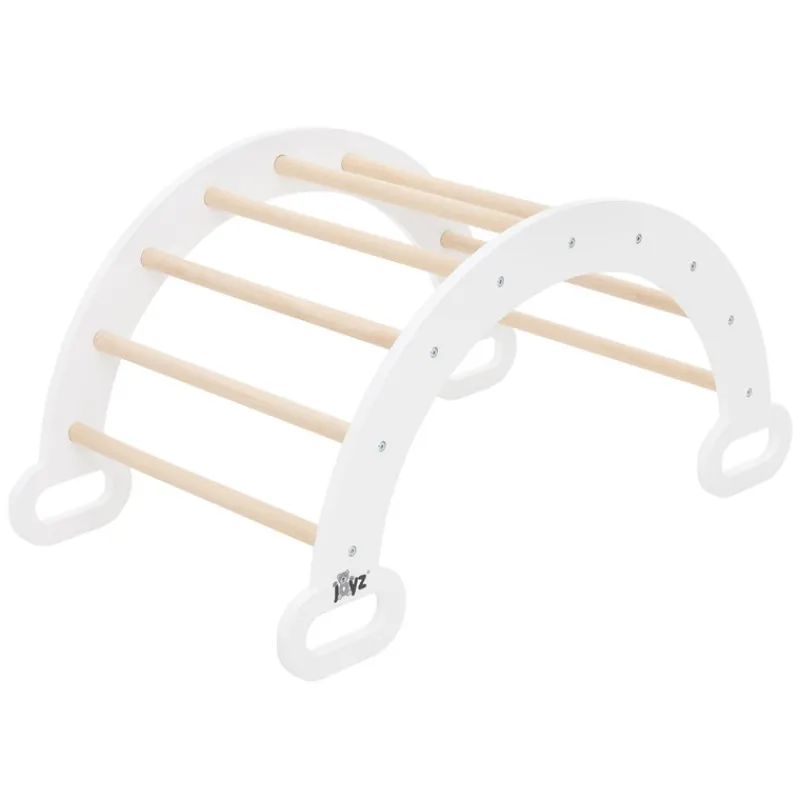 Kinderkletterbogen Natur/weiß mit Rutsche oder Kletterwand 2 in 1 Natur/Weiß aus Holz Joyz-ECD Germany Best