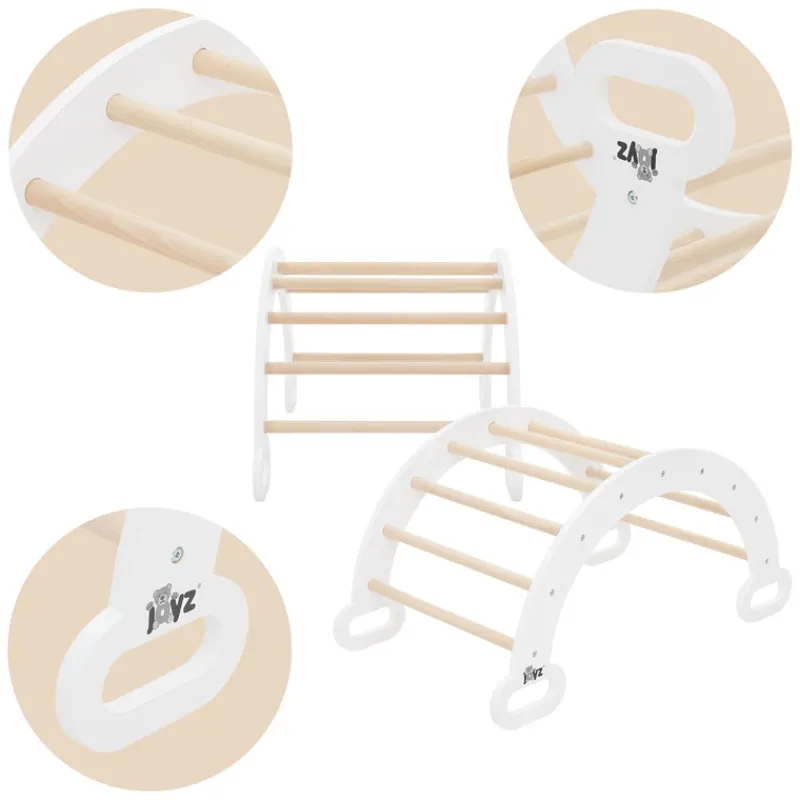 Kinderkletterbogen Natur/weiß mit Rutsche oder Kletterwand 2 in 1 Natur/Weiß aus Holz Joyz-ECD Germany Best