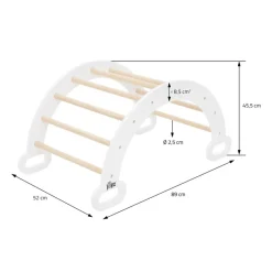 Kinderkletterbogen Natur/weiß mit Rutsche oder Kletterwand 2 in 1 Natur/Weiß aus Holz Joyz-ECD Germany Best