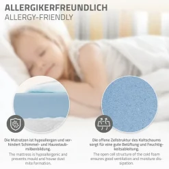 Kindermatratze 120x60x10 cm aus Kaltschaum ML-Design-ECD Germany Best