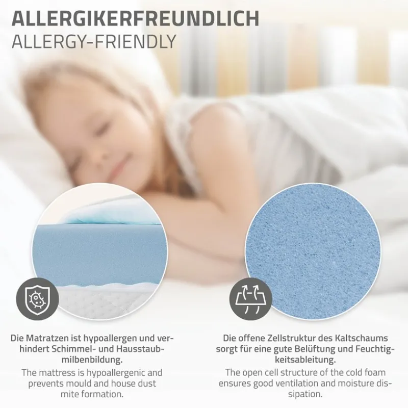 Kindermatratze 120x60x10 cm aus Kaltschaum ML-Design-ECD Germany Best