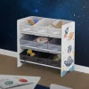 Kinderregal Weltraum-Motiv mit 9 Aufbewahrungsboxen Weiß aus Holz Joyz-ECD Germany Online