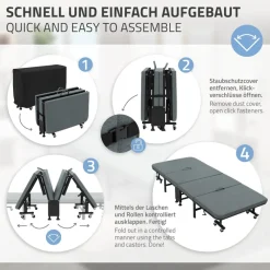 Klappbares Gästebett 80x190 cm mit Matratze rollbar für Kinder & Erwachsene bis 200kg belastbar-ECD Germany Online