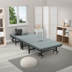 Klappbares Gästebett 80x190 cm mit Matratze rollbar für Kinder & Erwachsene bis 200kg belastbar-ECD Germany Online