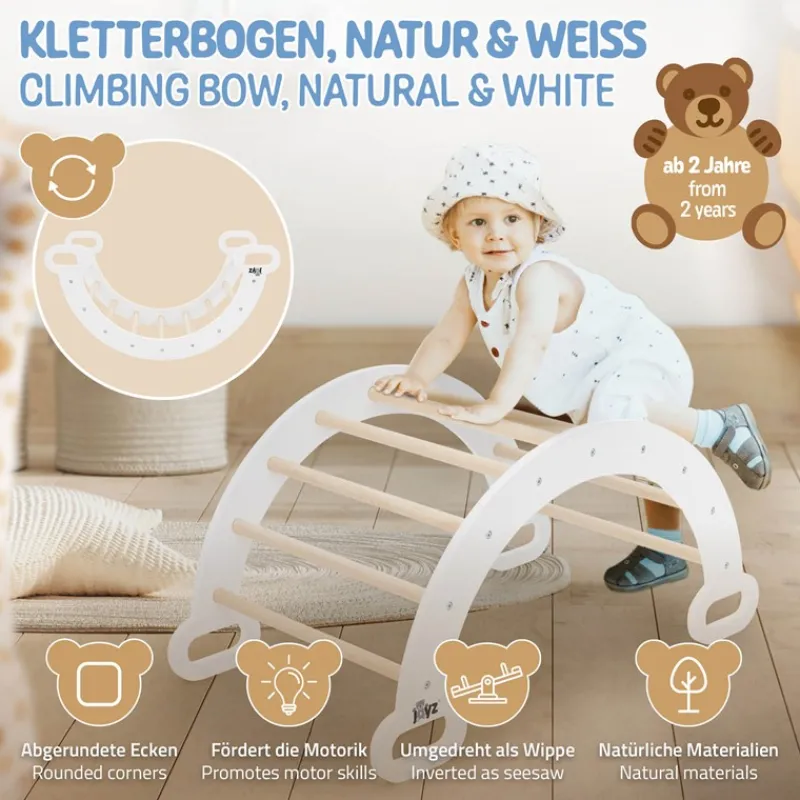 Kletterbogen für Kinder 89x52x45,5 cm Natur/Weiß aus Holz Joyz-ECD Germany Clearance