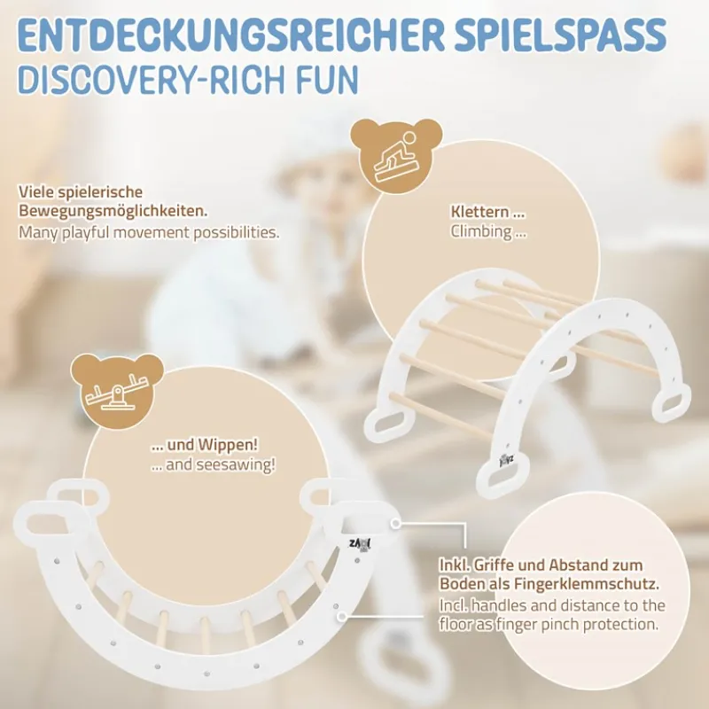 Kletterbogen für Kinder 89x52x45,5 cm Natur/Weiß aus Holz Joyz-ECD Germany Clearance