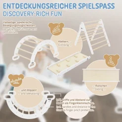 Kletterdreieck 3 in 1 Set 188x52x60 cm Natur aus Holz inkl. Rutsche & Kletterbogen Joyz-ECD Germany Hot