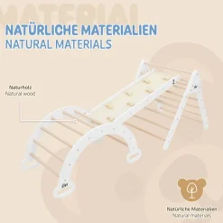 Kletterdreieck 3 in 1 Set 188x52x60 cm Natur aus Holz inkl. Rutsche & Kletterbogen Joyz-ECD Germany Hot