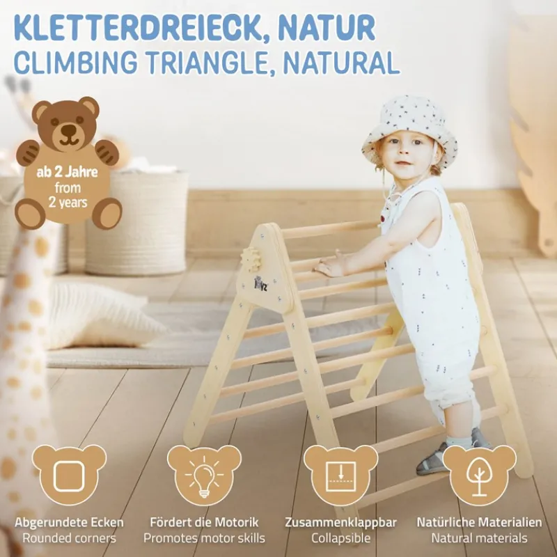 Kletterdreieck für Kinder ab 1 Jahr 73x72x70 cm Natur aus Holz Joyz-ECD Germany New