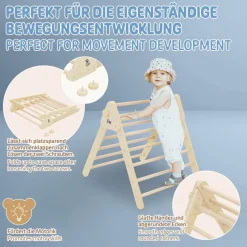 Kletterdreieck für Kinder ab 1 Jahr 73x72x70 cm Natur aus Holz Joyz-ECD Germany New