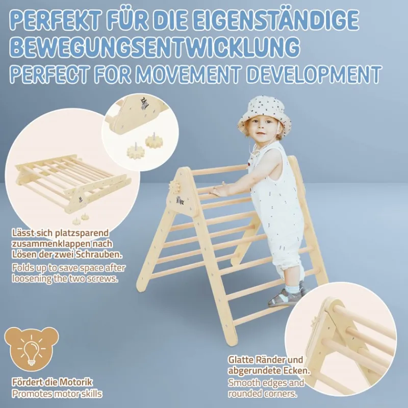 Kletterdreieck für Kinder ab 1 Jahr 73x72x70 cm Natur aus Holz Joyz-ECD Germany New
