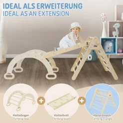 Kletterdreieck für Kinder ab 1 Jahr 73x72x70 cm Natur aus Holz Joyz-ECD Germany New