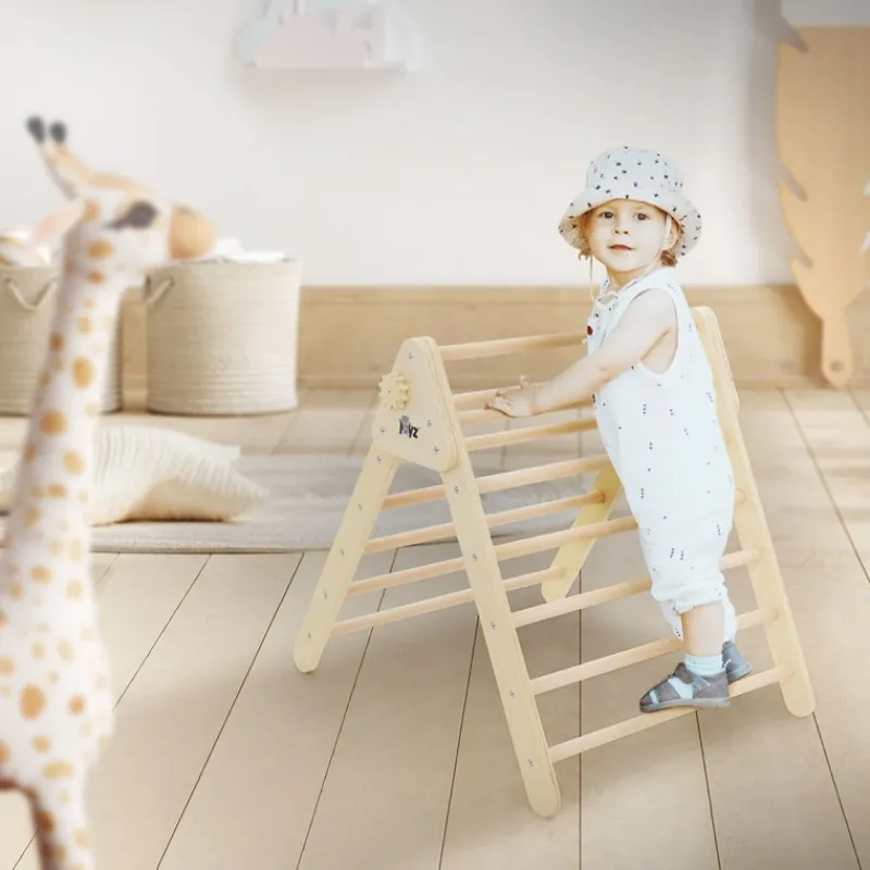 Kletterdreieck für Kinder ab 1 Jahr 73x72x70 cm Natur aus Holz Joyz-ECD Germany New