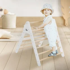 Kletterdreieck für Kinder ab 1 Jahr 73x72x60 cm Natur/Weiß aus Holz Joyz-ECD Germany Clearance