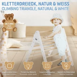 Kletterdreieck für Kinder ab 1 Jahr 73x72x60 cm Natur/Weiß aus Holz Joyz-ECD Germany Clearance
