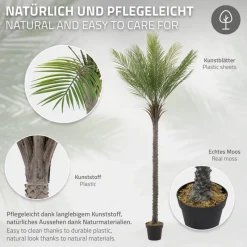 Künstliche Palme 210 cm Tropische Kunstpalme im Topf ML-Design-ECD Germany Clearance