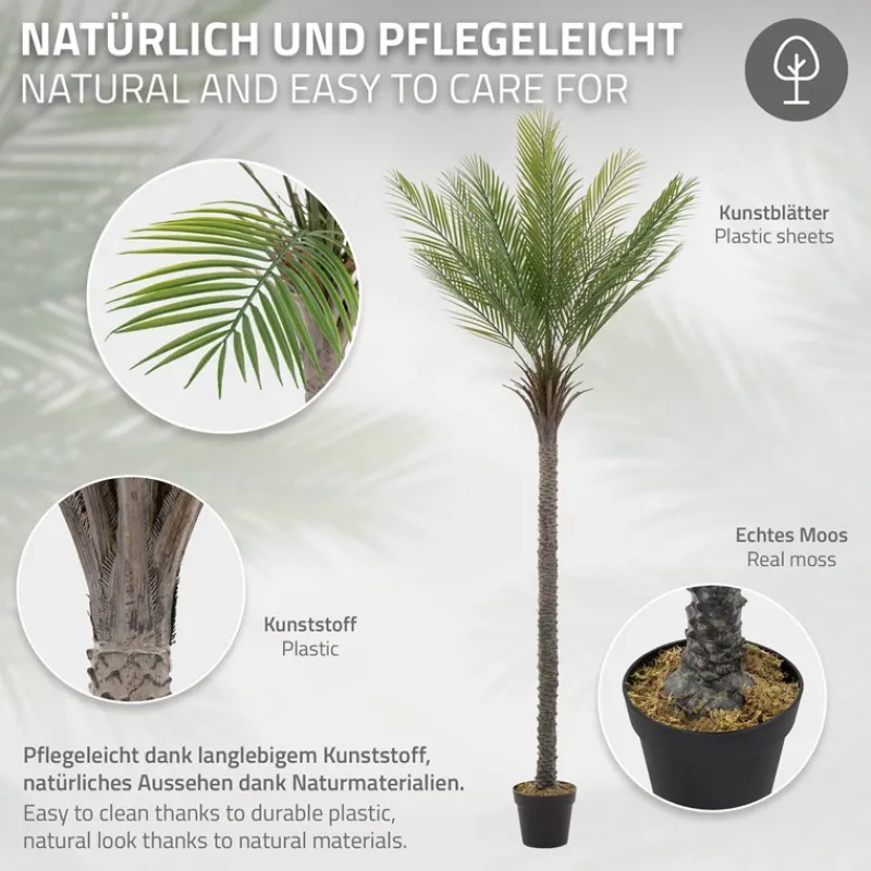 Künstliche Palme 210 cm Tropische Kunstpalme im Topf ML-Design-ECD Germany Clearance