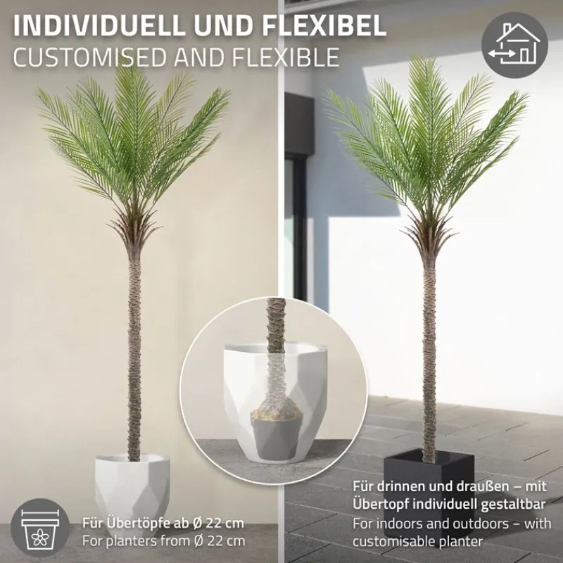 Künstliche Palme 210 cm Tropische Kunstpalme im Topf ML-Design-ECD Germany Clearance