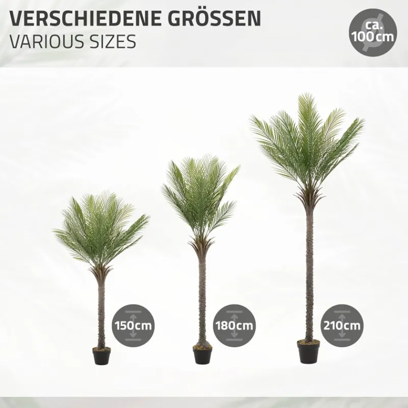 Künstliche Palme 210 cm Tropische Kunstpalme im Topf ML-Design-ECD Germany Clearance