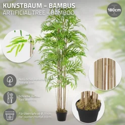 Künstlicher Bambus 180 cm Kunstpflanze mit Echtholzstamm ML-Design-ECD Germany Online