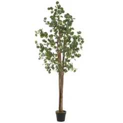 Künstlicher Eukalyptusbaum 210 cm Kunstpflanze mit Naturholzstamm ML-Design-ECD Germany Best