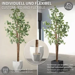 Künstlicher Eukalyptusbaum 210 cm Kunstpflanze mit Naturholzstamm ML-Design-ECD Germany Best