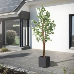 Künstlicher Eukalyptusbaum 210 cm Kunstpflanze mit Naturholzstamm ML-Design-ECD Germany Best