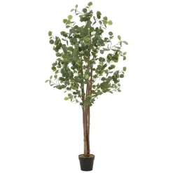 Künstlicher Eukalyptusbaum 180 cm Kunstpflanze mit Naturholzstamm ML-Design-ECD Germany Best