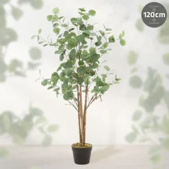 Künstlicher Eukalyptusbaum 120 cm Kunstpflanze mit Naturholzstamm ML-Design-ECD Germany Sale