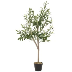 Künstlicher Olivenbaum 120 cm Kunstpflanze mit Naturholzstamm und Früchten ML-Design-ECD Germany Sale