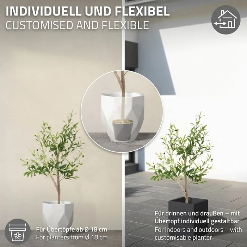 Künstlicher Olivenbaum 120 cm Kunstpflanze mit Naturholzstamm und Früchten ML-Design-ECD Germany Sale