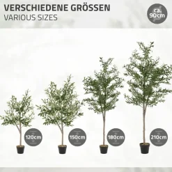 Künstlicher Olivenbaum 120 cm Kunstpflanze mit Naturholzstamm und Früchten ML-Design-ECD Germany Sale