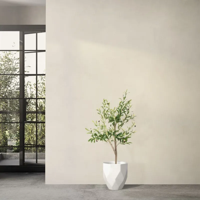 Künstlicher Olivenbaum 120 cm Kunstpflanze mit Naturholzstamm und Früchten ML-Design-ECD Germany Sale