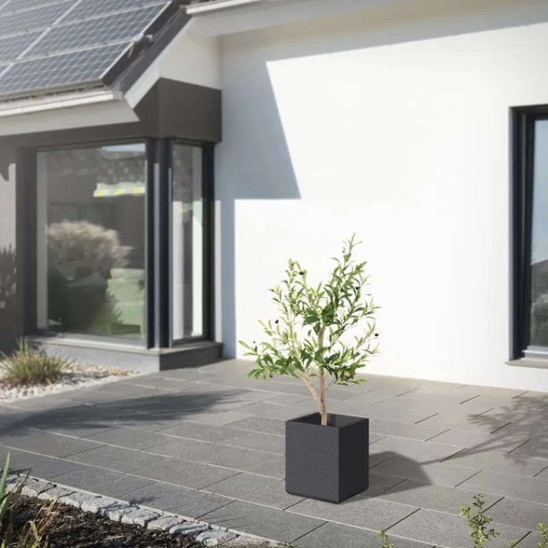 Künstlicher Olivenbaum 120 cm Kunstpflanze mit Naturholzstamm und Früchten ML-Design-ECD Germany Sale