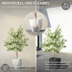 Künstlicher Olivenbaum 150 cm Kunstpflanze mit Naturholzstamm und Früchten ML-Design-ECD Germany Hot