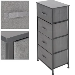 Kommode mit 4 Schubladen 45x30x94 cm Grau aus MDF ML-Design-ECD Germany Hot