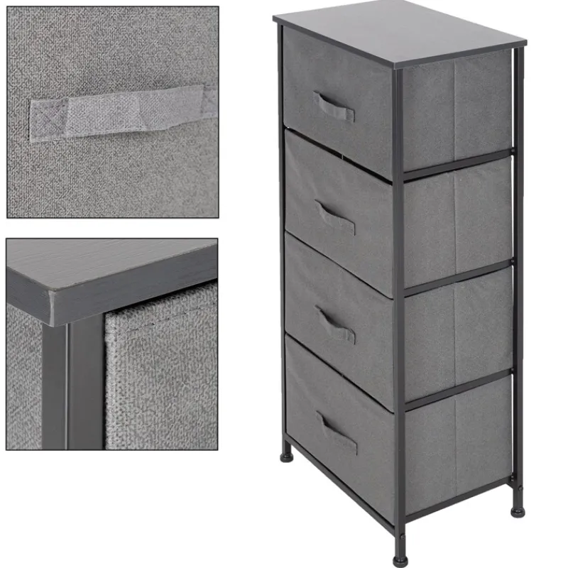 Kommode mit 4 Schubladen 45x30x94 cm Grau aus MDF ML-Design-ECD Germany Hot