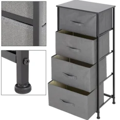 Kommode mit 4 Schubladen 45x30x94 cm Grau aus MDF ML-Design-ECD Germany Hot